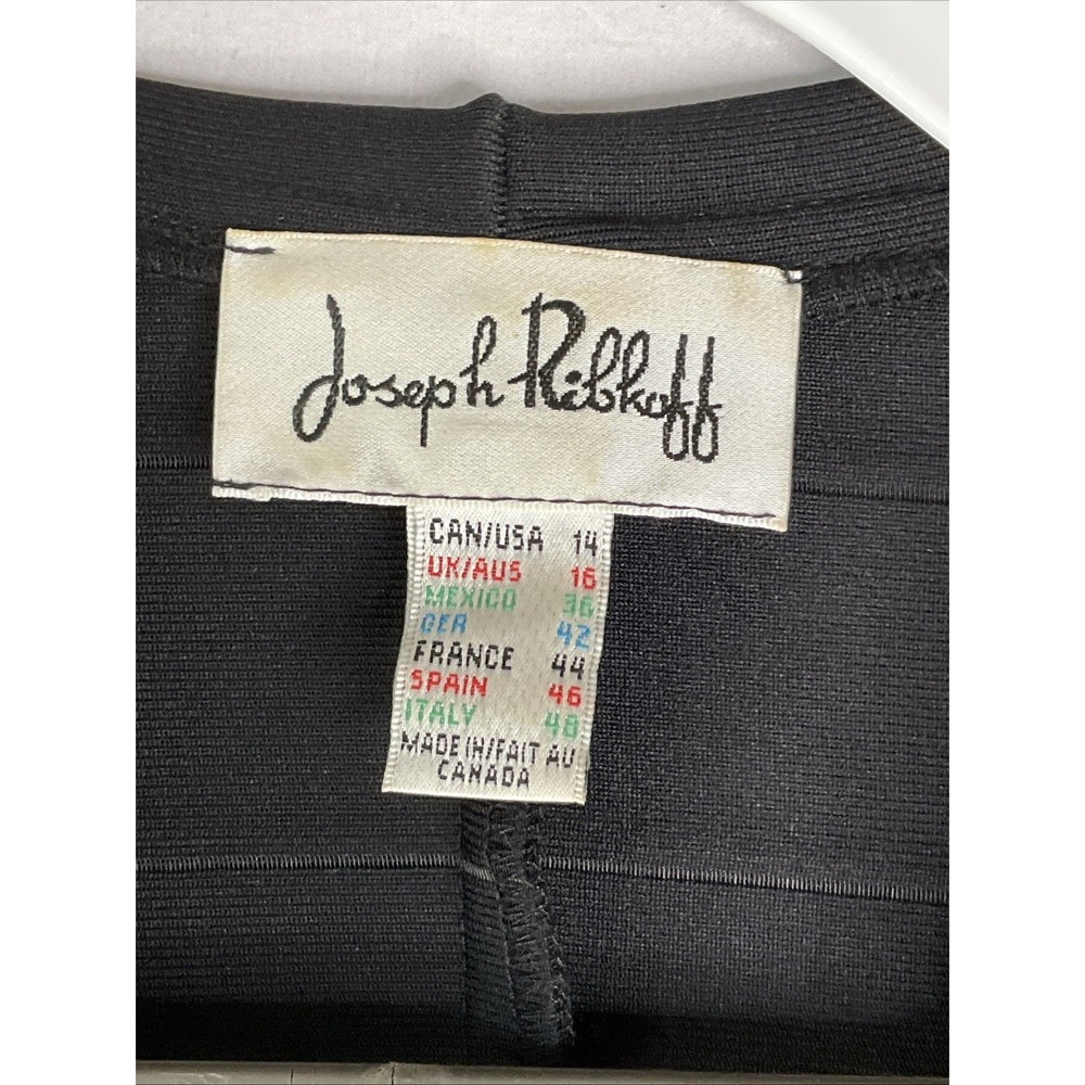 Joseph Ribbkoff Black Double Breasted Jacquard Blazer Zippers Stretch Chic 14 - Picture 5 of 7
